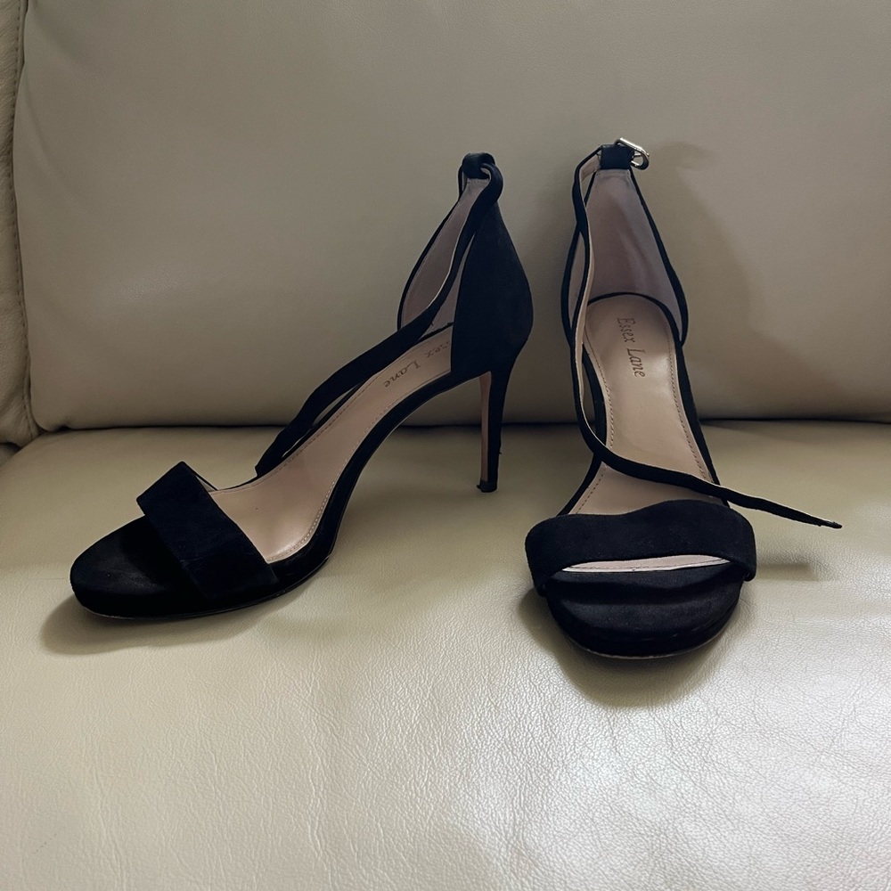 Essex Lane Black Stiletto Sandal with Ankle Strap